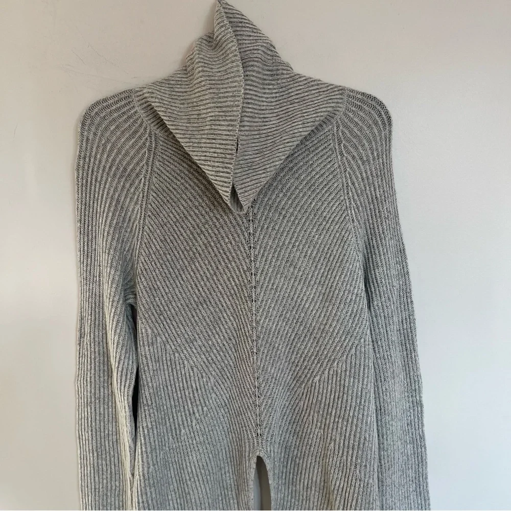 Anthropologie MOTH Cotton Cashmere Tie Front Cowl Neck‎ Sweater Gray Size Medium